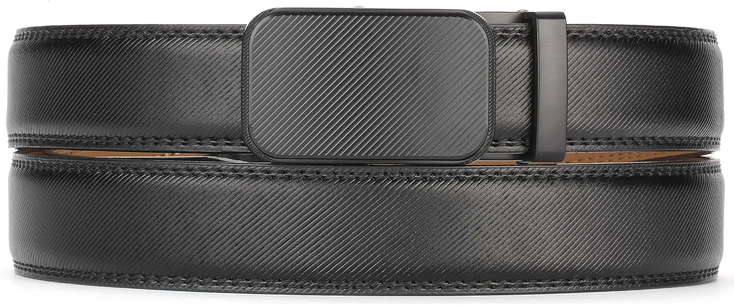 Marino Mens Genuine Leather Ratchet Dress Belt With Automatic Buckle, Enclosed in an Elegant Gift Box