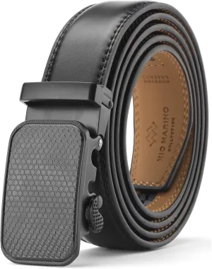 Marino Mens Genuine Leather Ratchet Dress Belt With Automatic Buckle, Enclosed in an Elegant Gift Box
