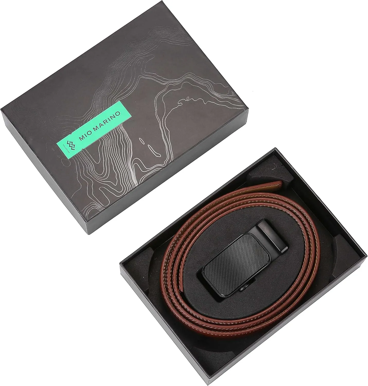 Marino Mens Genuine Leather Ratchet Dress Belt With Automatic Buckle, Enclosed in an Elegant Gift Box