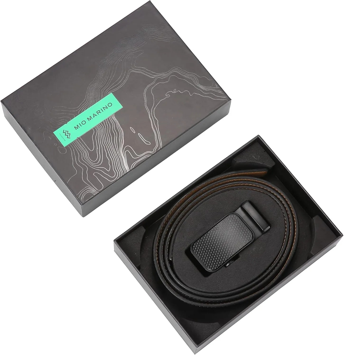 Marino Mens Genuine Leather Ratchet Dress Belt With Automatic Buckle, Enclosed in an Elegant Gift Box