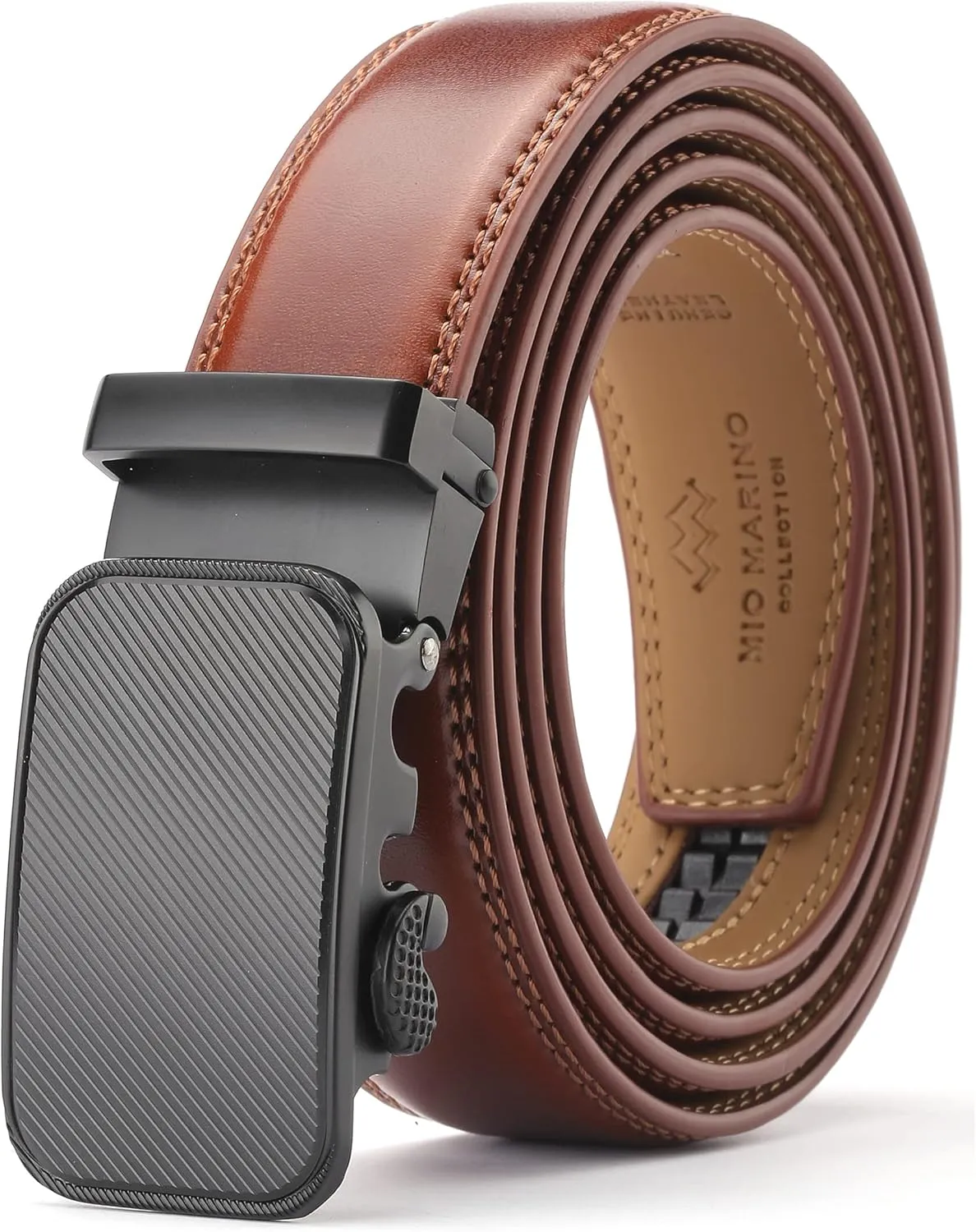 Marino Mens Genuine Leather Ratchet Dress Belt With Automatic Buckle, Enclosed in an Elegant Gift Box
