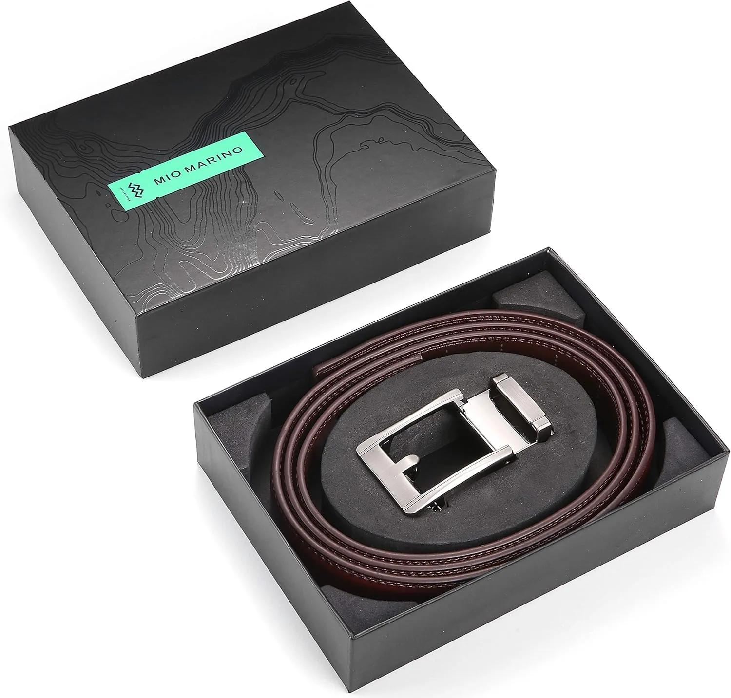 Marino Mens Genuine Leather Ratchet Dress Belt With Automatic Buckle, Enclosed in an Elegant Gift Box