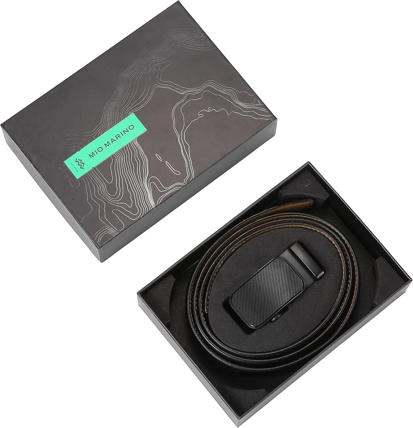 Marino Mens Genuine Leather Ratchet Dress Belt With Automatic Buckle, Enclosed in an Elegant Gift Box
