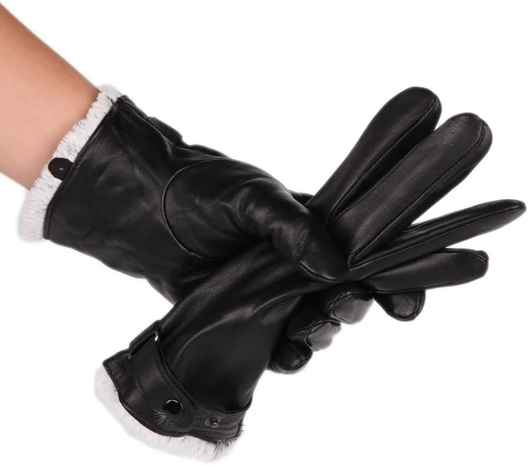 Men Sport Driving Sheepskin Leather Gloves with Wool Leather