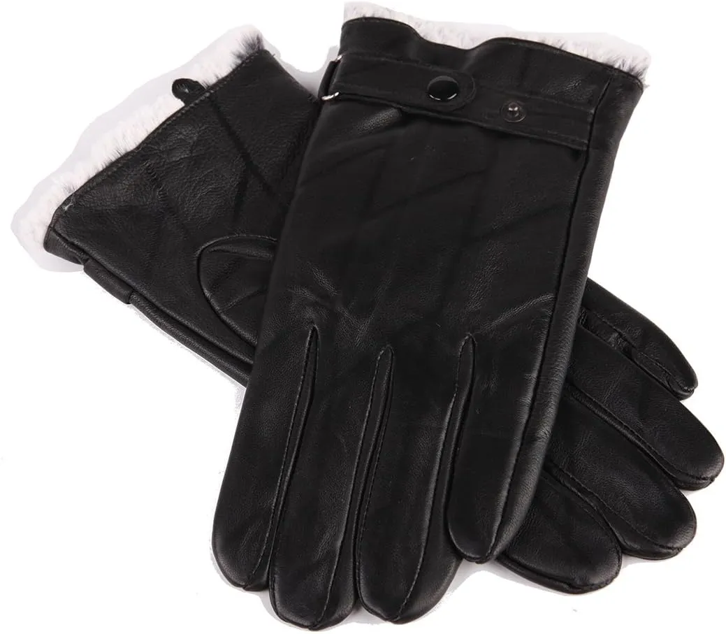 Men Sport Driving Sheepskin Leather Gloves with Wool Leather