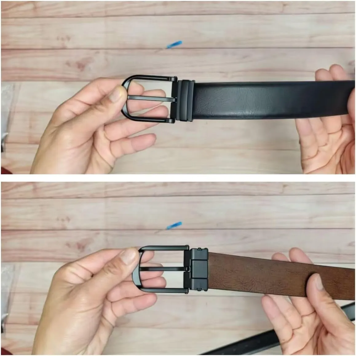Mens Belts Leather Reversible 1.25" Black Dress Belt for Men