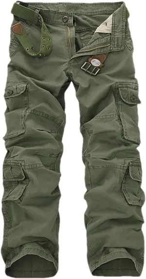 Mens Cargo Pants Multi-Pockets Baggy Men Cotton Pants Casual Overalls Trousers No Belts Plus Size
