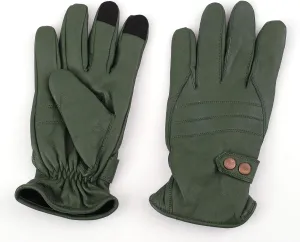 Men's Premium Quality Motorbike Lambskin Leather Winter Warm Dress Driving Cycling Trekking Texting Gloves (Green, Small)