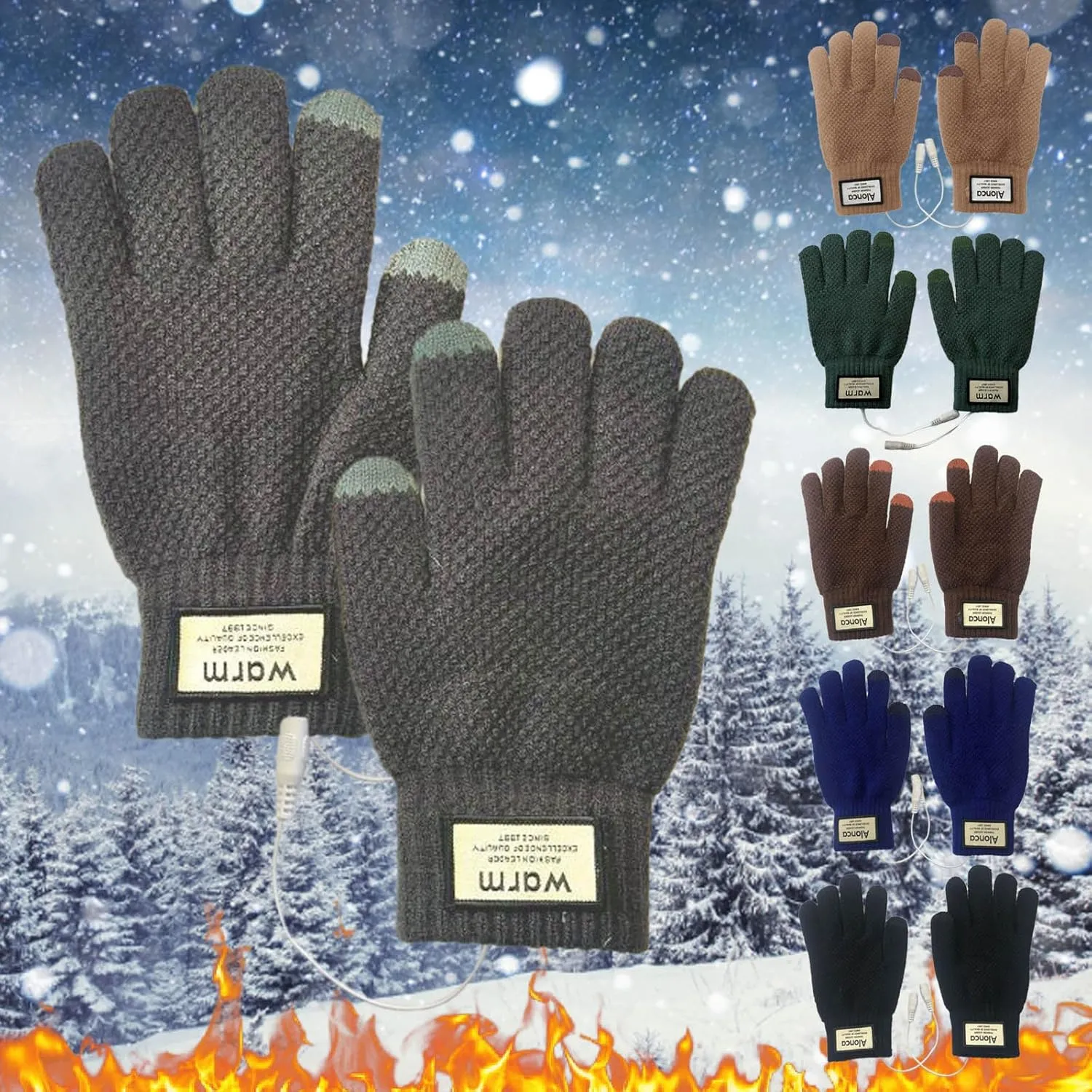 Mens Womens Heated Gloves Rechargeable Heating Gloves Electric Heated Mitten Gloves Winter Cold Weather Gloves (NAI30)