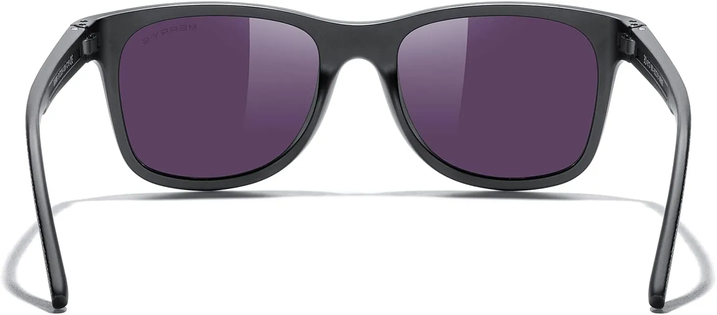 MERRY'S Unisex Polarized Sunglasses for lovers Lightweight TR90 Frame Square Sun Glasses for Men/Women
