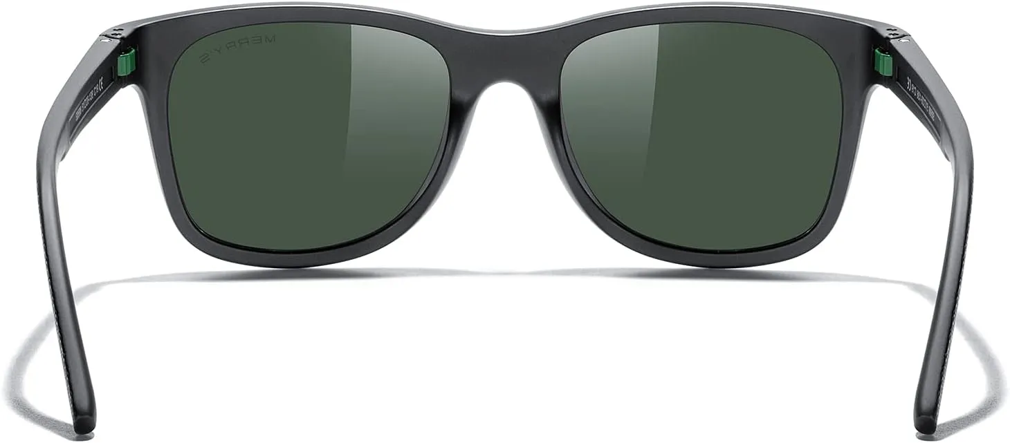 MERRY'S Unisex Polarized Sunglasses for lovers Lightweight TR90 Frame Square Sun Glasses for Men/Women