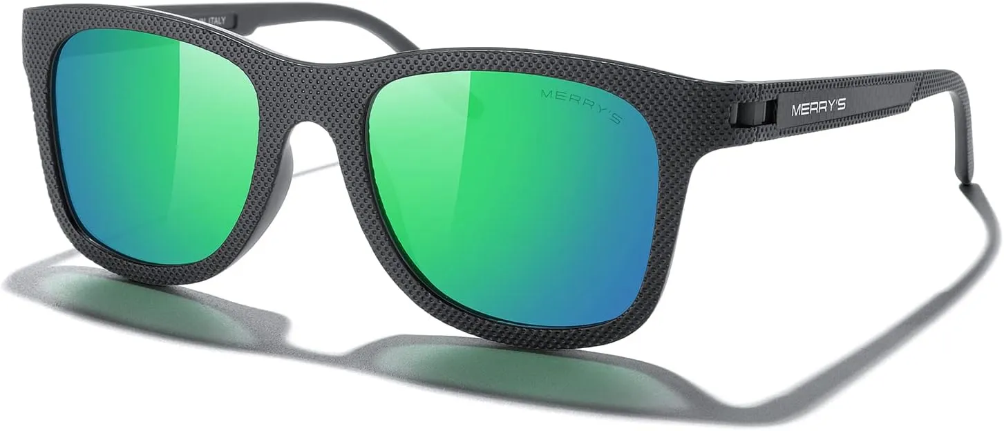 MERRY'S Unisex Polarized Sunglasses for lovers Lightweight TR90 Frame Square Sun Glasses for Men/Women