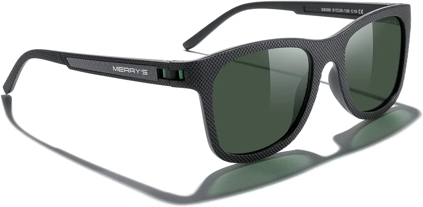 MERRY'S Unisex Polarized Sunglasses for lovers Lightweight TR90 Frame Square Sun Glasses for Men/Women
