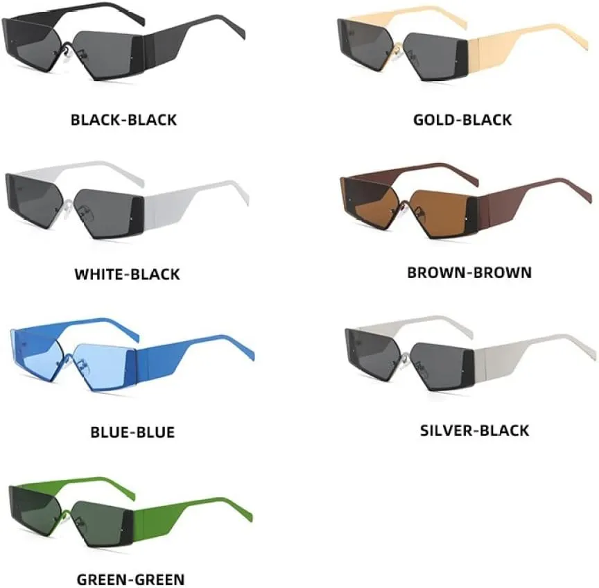 Metal Frame Rimless Wide Legs Cat Eye Sunglasses Women Men Vintage Female Shades Luxury Sun Glasses UV400 Eyewear
