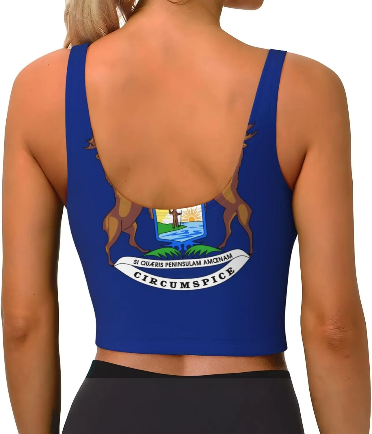 Michigan State Flag Women's Sexy Sports Vest Sleeveless Athletic Gym T-Shirts Vest U-Shaped Back Quick Dry Top