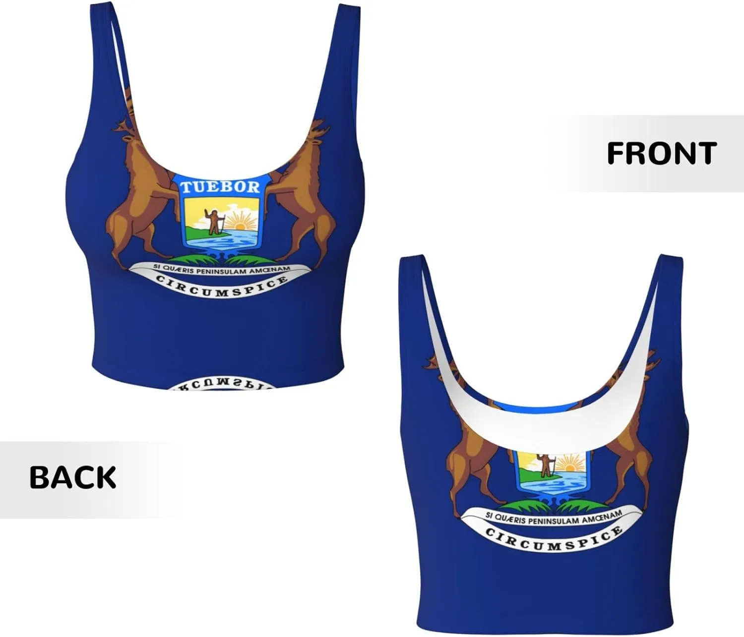 Michigan State Flag Women's Sexy Sports Vest Sleeveless Athletic Gym T-Shirts Vest U-Shaped Back Quick Dry Top