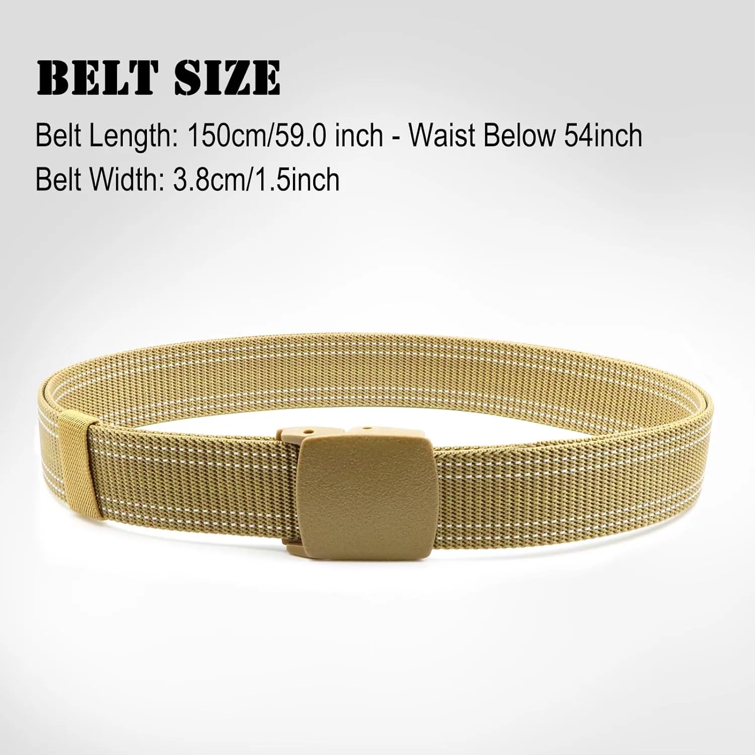 Military Tactical Nylon Mens Belt - Adjustable Web Belts with Non-Metal Buckle for Outdoor Sports, Training, 59 Inches Length