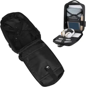 Mini Travel Bag, Travel Backpack, Laptop Backpack, Dish and Accessories, Outdoor Travel Bag with a Combination Lock and Charging Port (Black)