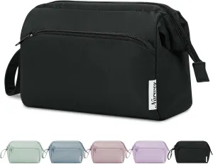 Narwey Makeup Bag Women Wide-open Make up Bag Travel Cosmetic Bag Organizer Toiletry Bag for Cosmetics Toiletries Accessories (Black)