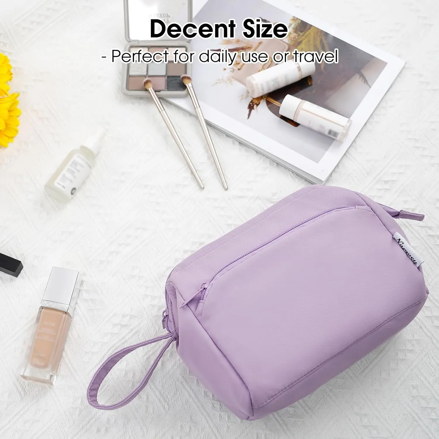 Narwey Makeup Bag Women Wide-open Make up Bag Travel Cosmetic Bag Organizer Toiletry Bag for Cosmetics Toiletries Accessories (Purple)