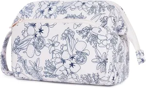 Narwey Women Makeup Bag Wide-open Make up Bag Travel Cosmetic Organizer Toiletry Bag for Cosmetics Toiletries Accessories (Navy Blue Flower)