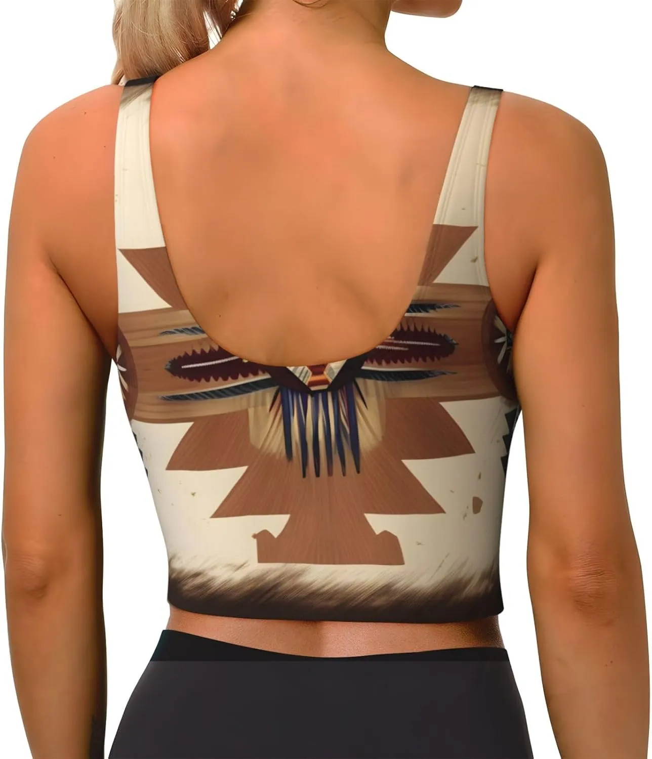Native American Patterns Women'S Sexy Sports Vest Sleeveless Athletic Gym T-Shirts Vest U-Shaped Back Quick Dry Top