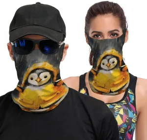 Neck Gaiter Cute Animal in Raincoat Face Cover Windproof Scarf Breathable Bandana for Skiing Fishing Hiking Cycling