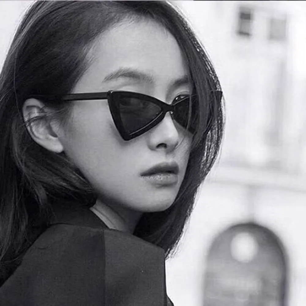 New 2025 Cat eye frame sunglasses women ladies retro vintage silver triangle sun glasses female driving eyewear