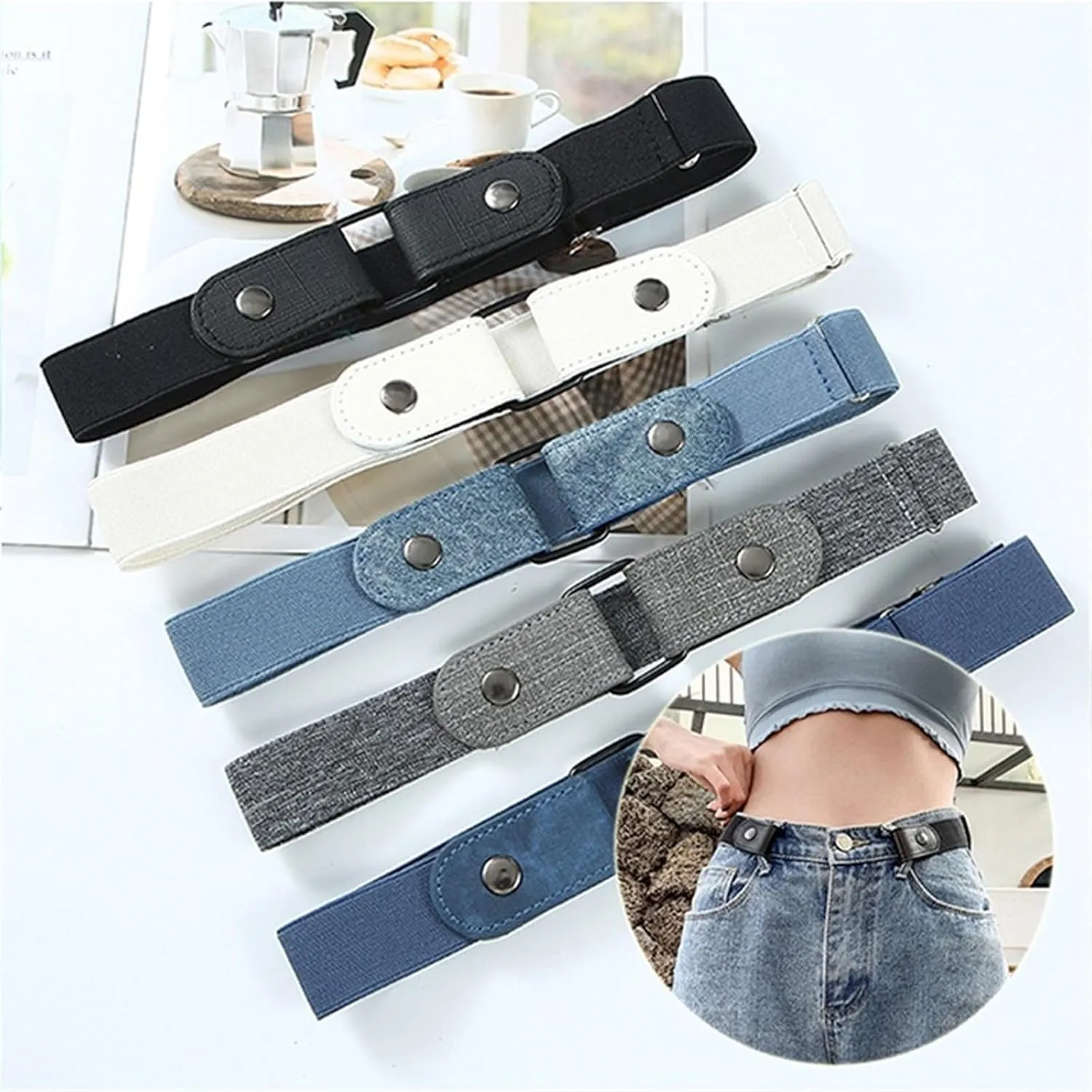 New Stretch Elastic Waist Band Invisible Belt Buckle-Free Belts For Women Men Jean Pants Dress No Buckle Easy To Wear