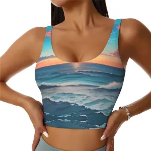 Ocean Pictures Women's Sexy Sports Vest Sleeveless Athletic Gym T-Shirts Vest U-Shaped Back Quick Dry Top