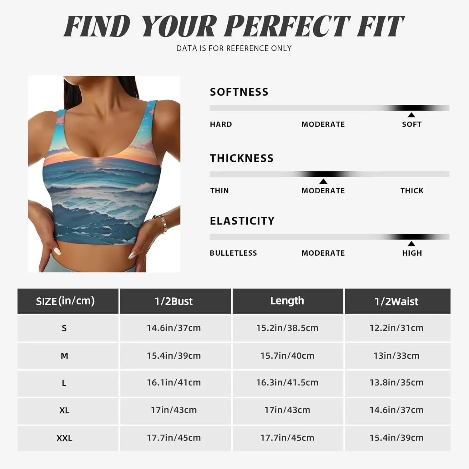 Ocean Pictures Women's Sexy Sports Vest Sleeveless Athletic Gym T-Shirts Vest U-Shaped Back Quick Dry Top