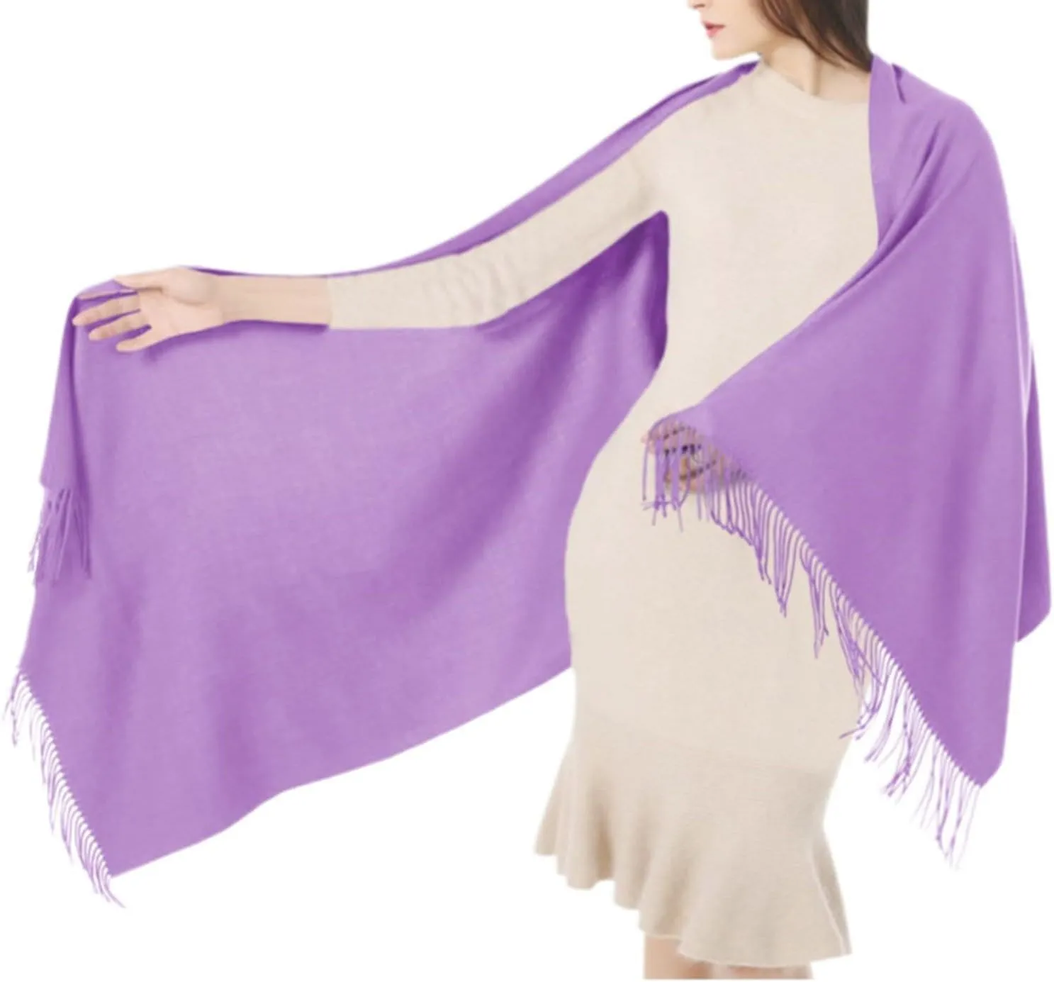 Oplxuo Shawls and Wraps for for Evening Dresses Winter Warm Scarf Cape Cover Up Tassel Hem Shawl Wraps for Women