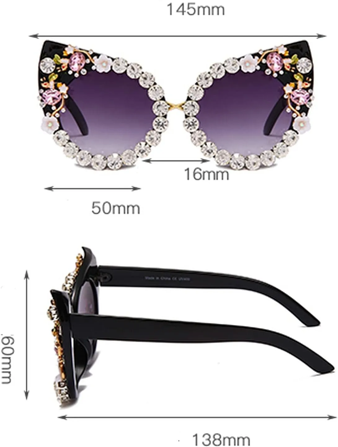 Oversized Diamond Sunglasses Women Rhinestone Cat Eye Sunglasses Vintage Female Sparkling Party sunglasses Eyewear