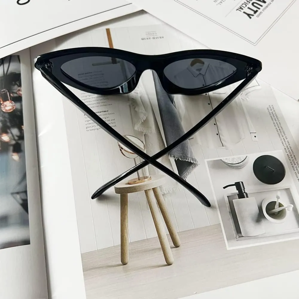 OZPYKAE Women Cat Eye Sunglasses,Retro Narrow Cateye Frame Sunglasses Trendy Sun Glasses