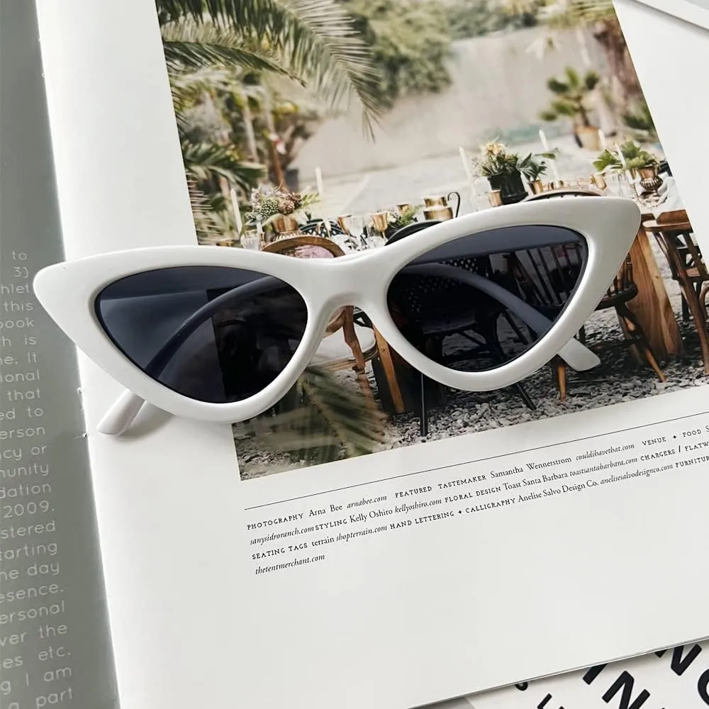 OZPYKAE Women Cat Eye Sunglasses,Retro Narrow Cateye Frame Sunglasses Trendy Sun Glasses