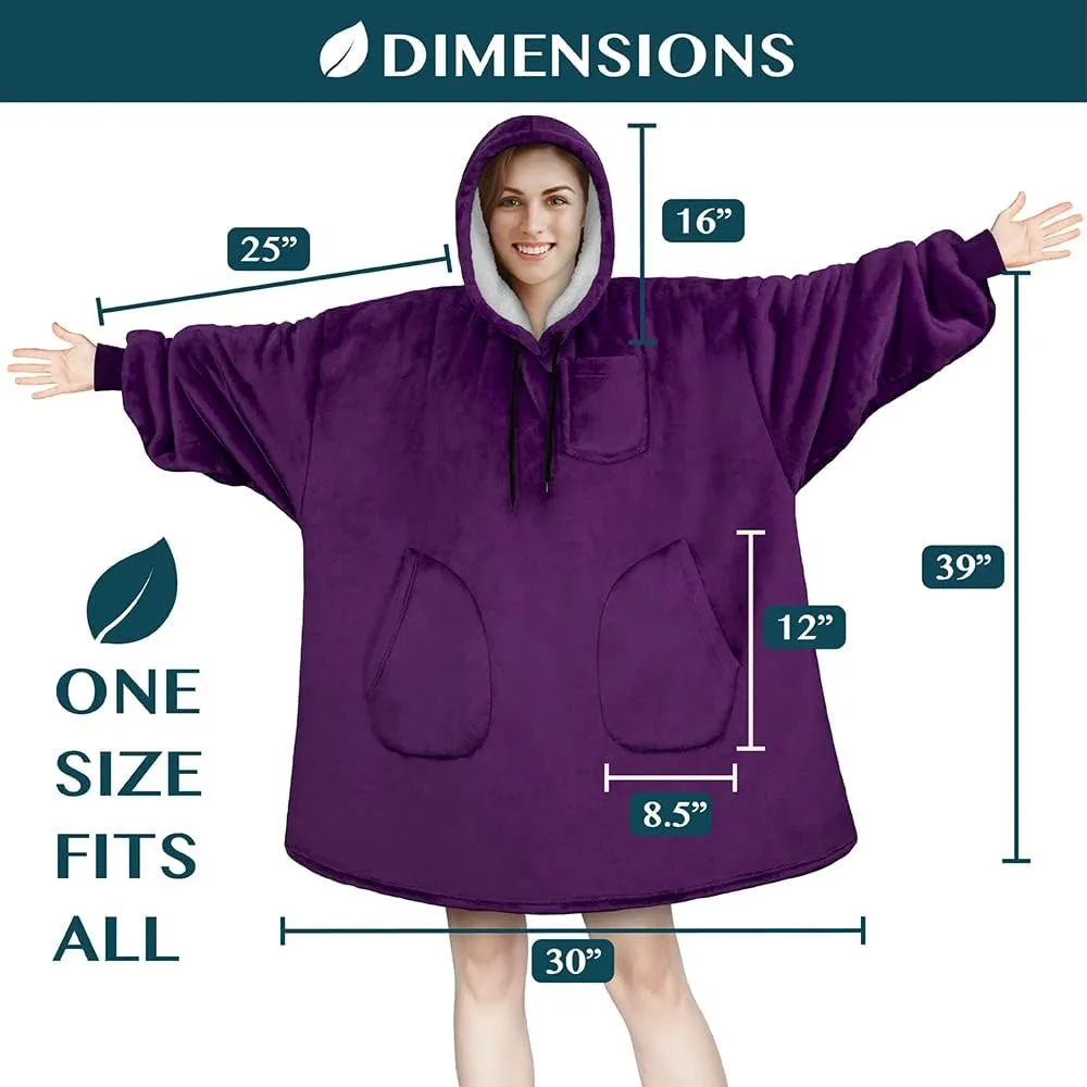 PAVILIA Blanket Hoodie for Women, Sherpa Wearable Blanket Men, Oversized Sweatshirt Blanket, Fleece Hooded Blanket Sweater