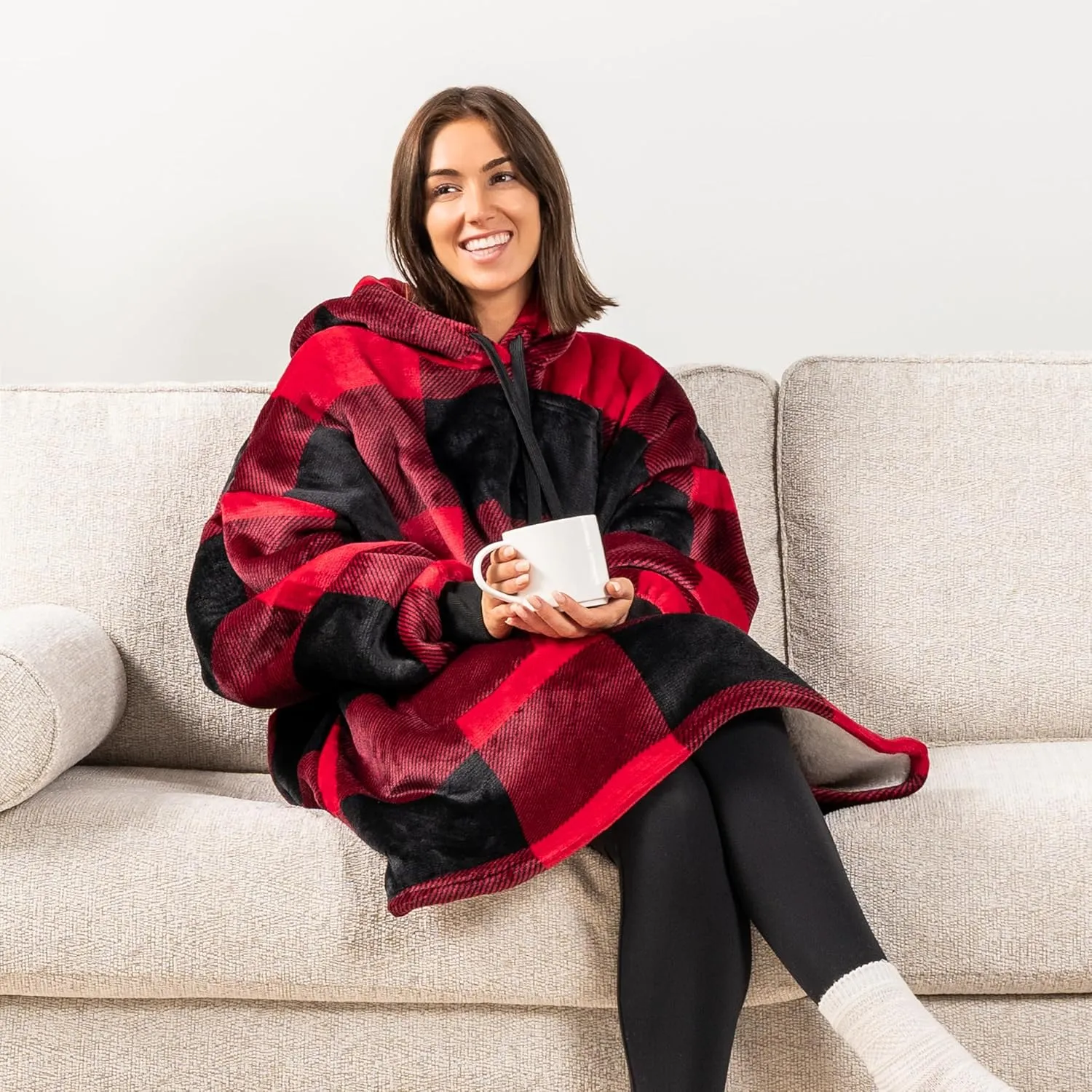PAVILIA Blanket Hoodie for Women, Sherpa Wearable Blanket Men, Oversized Sweatshirt Blanket, Fleece Hooded Blanket Sweater