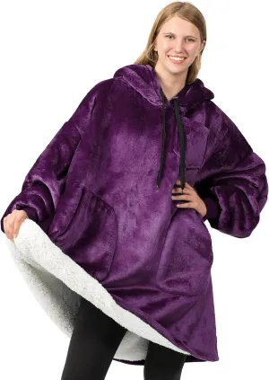 PAVILIA Blanket Hoodie for Women, Sherpa Wearable Blanket Men, Oversized Sweatshirt Blanket, Fleece Hooded Blanket Sweater