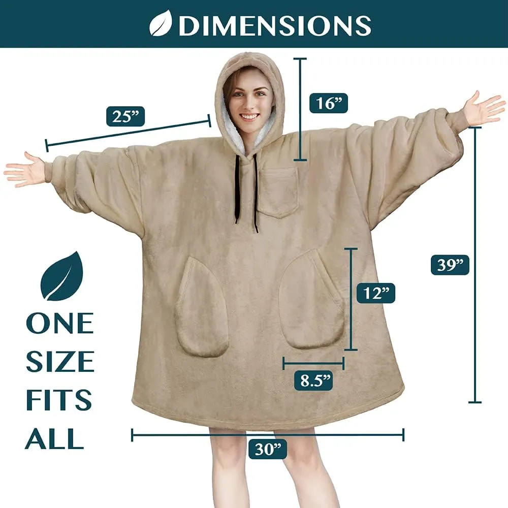 PAVILIA Blanket Hoodie for Women, Sherpa Wearable Blanket Men, Oversized Sweatshirt Blanket, Fleece Hooded Blanket Sweater