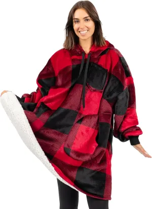 PAVILIA Blanket Hoodie for Women, Sherpa Wearable Blanket Men, Oversized Sweatshirt Blanket, Fleece Hooded Blanket Sweater