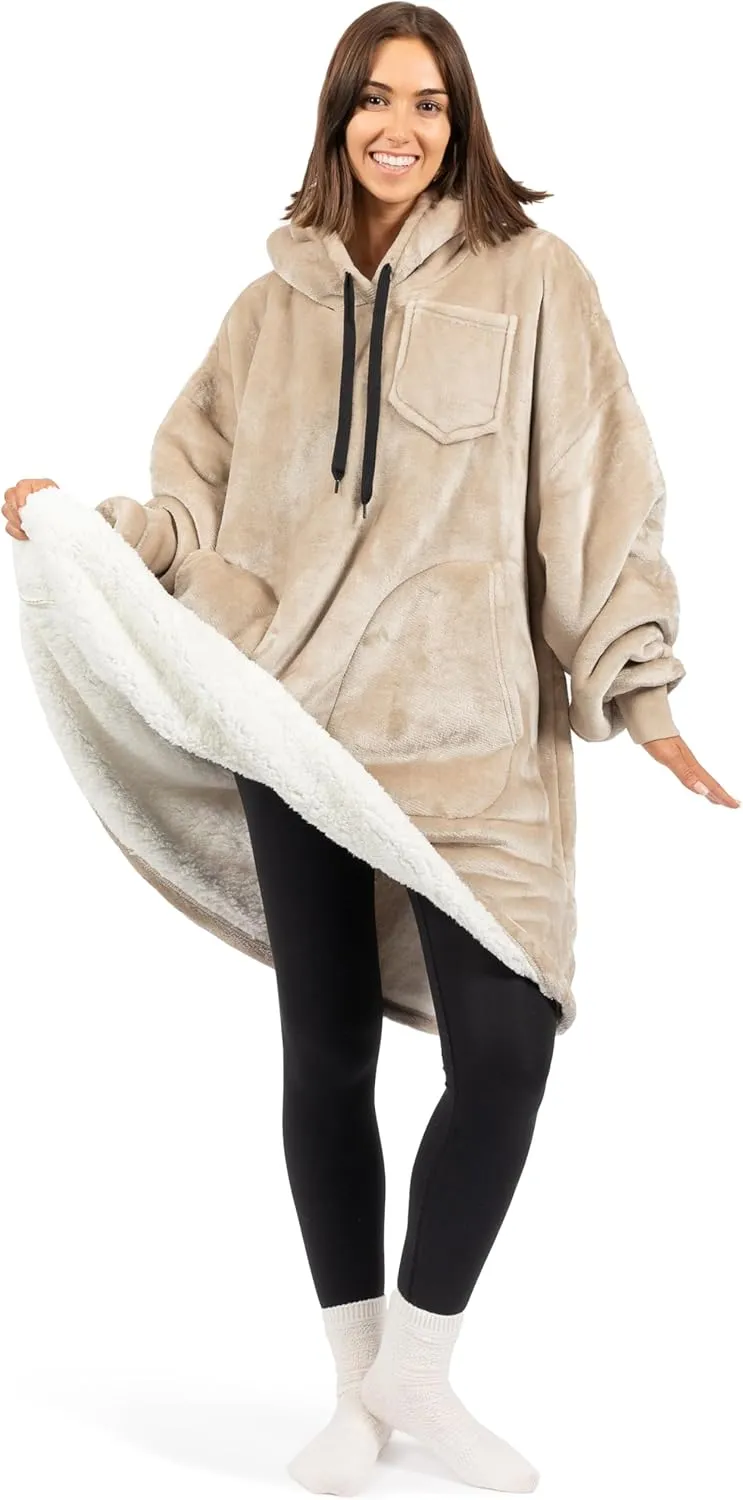PAVILIA Blanket Hoodie for Women, Sherpa Wearable Blanket Men, Oversized Sweatshirt Blanket, Fleece Hooded Blanket Sweater