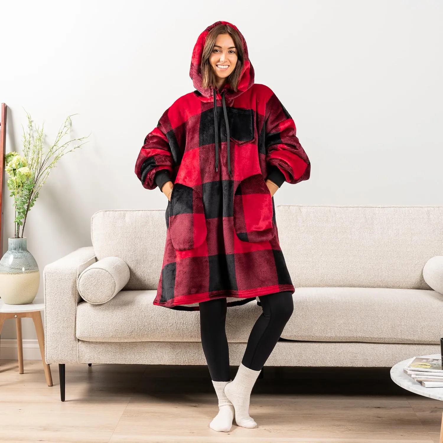 PAVILIA Blanket Hoodie for Women, Sherpa Wearable Blanket Men, Oversized Sweatshirt Blanket, Fleece Hooded Blanket Sweater