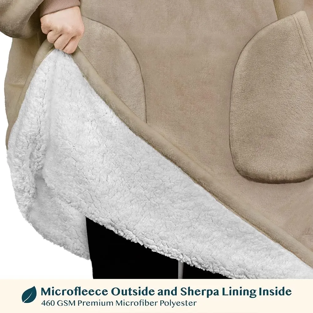 PAVILIA Blanket Hoodie for Women, Sherpa Wearable Blanket Men, Oversized Sweatshirt Blanket, Fleece Hooded Blanket Sweater