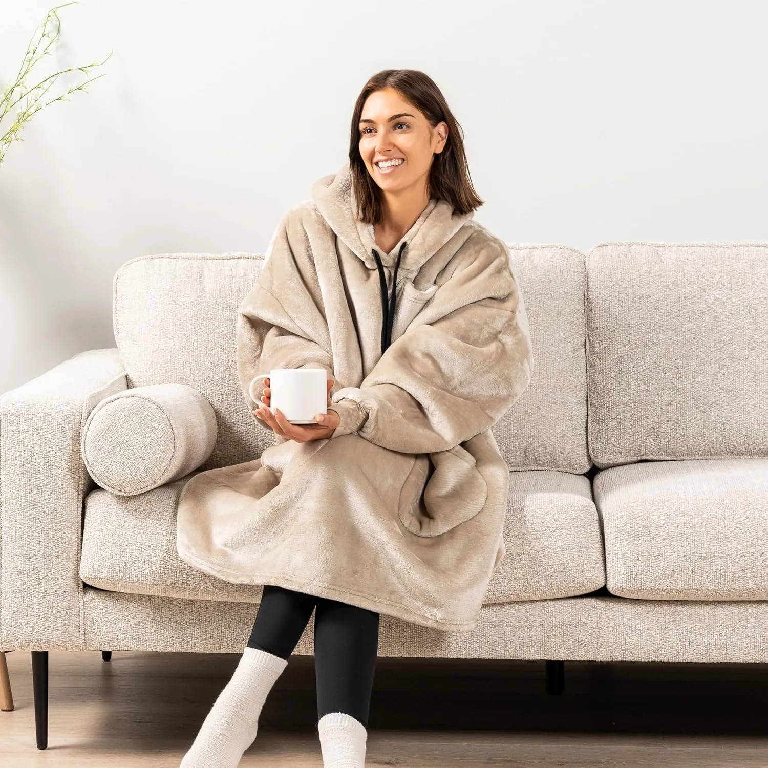 PAVILIA Blanket Hoodie for Women, Sherpa Wearable Blanket Men, Oversized Sweatshirt Blanket, Fleece Hooded Blanket Sweater
