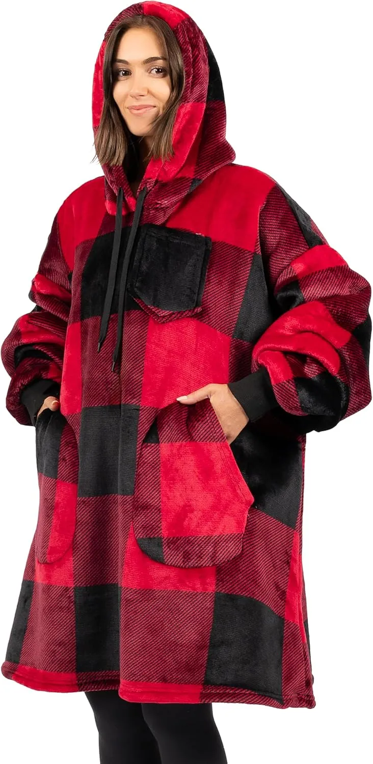 PAVILIA Blanket Hoodie for Women, Sherpa Wearable Blanket Men, Oversized Sweatshirt Blanket, Fleece Hooded Blanket Sweater
