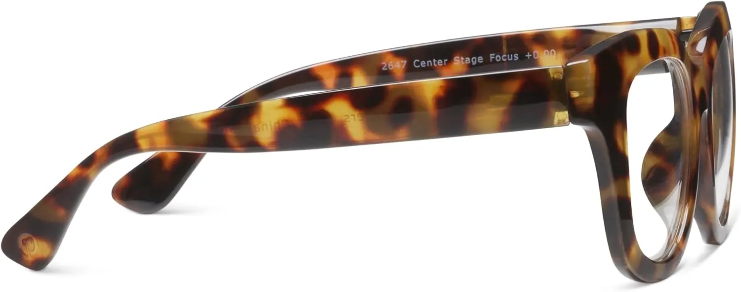 Peepers by PeeperSpecs Women's Center Stage Square Oversized Blue Light Blocking Progressive Reading Glasses