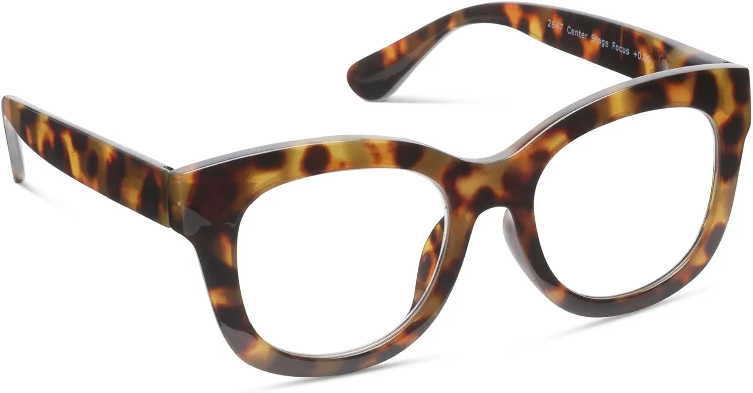 Peepers by PeeperSpecs Women's Center Stage Square Oversized Blue Light Blocking Progressive Reading Glasses