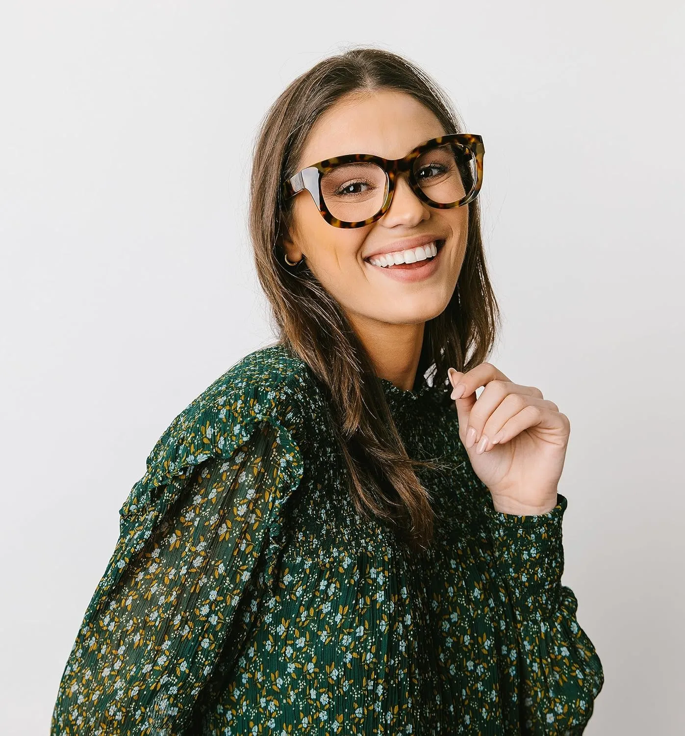 Peepers by PeeperSpecs Women's Center Stage Square Oversized Blue Light Blocking Progressive Reading Glasses