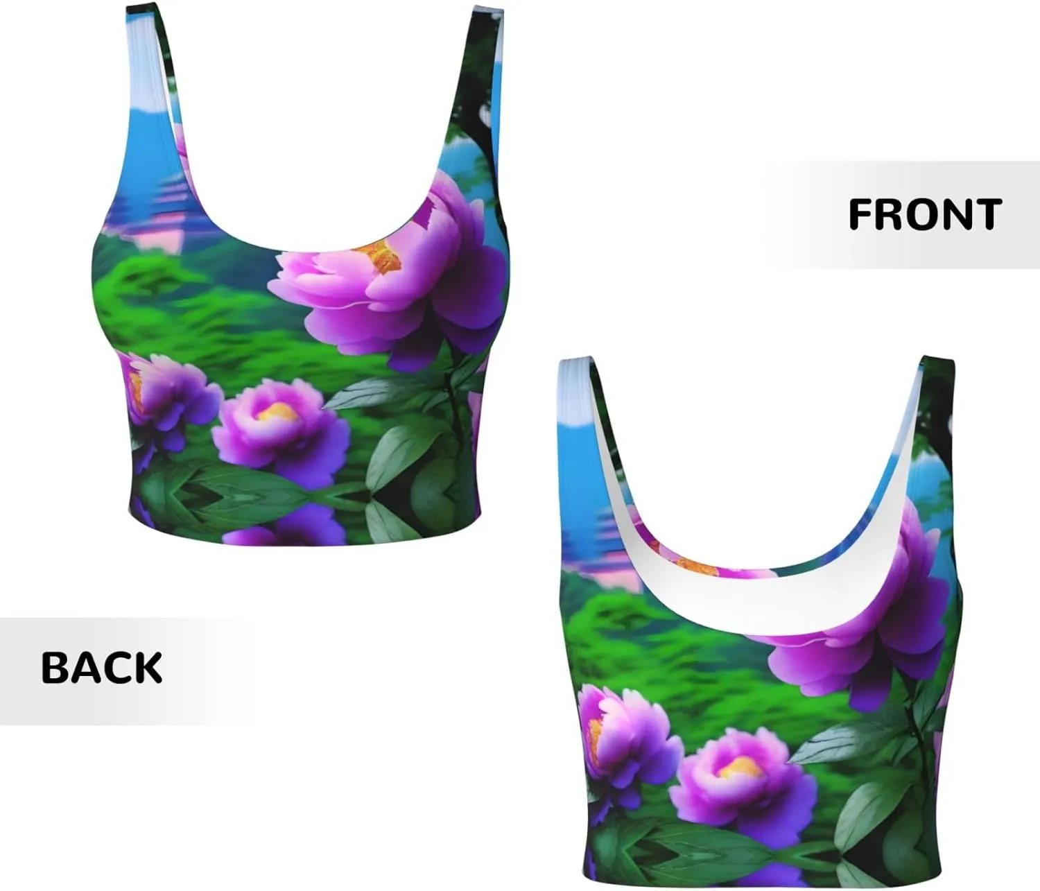 Peony in Bloom Women's Sexy Sports Vest Sleeveless Athletic Gym T-Shirts Vest U-Shaped Back Quick Dry Top