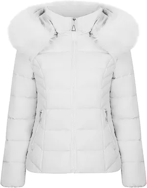 Plus Size Women's Down Jackets with Hood Lightweight Puffer Jackets Padded Winter Coat Warm Quilted Parka with Pocket